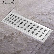 Xueqin 20x10cm Stainless Steel Long Drainer Invisible Bathroom Floor Drain Waste Grate Shower Drainer K Floor Drains Stainless Steel Bathroom Bathroom Flooring