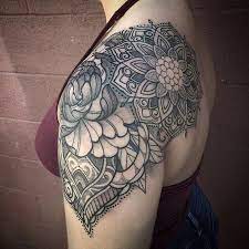 Laura Jade Ornamental Floral Mandala Shoulder Cap Tattoo Shoulder Cap Tattoo Shoulder Piece Tattoo Shoulder Tattoos For Women