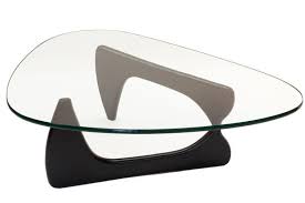 Ainpecca 1 pair round coffee tea table faux marble white look steel leg in chrome golden color for livingroom room cafe office. Replica Isamu Noguchi Glass Coffee Table Black Matt Blatt