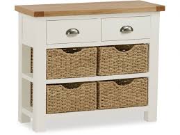 Discover extraordinary fine art, craft, and design for your home and wardrobe Edmondsbury Painted Oak Console Table With Baskets Lee Longlands