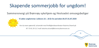 Brønnøy is the 139th most populous municipality in norway with a population of 7,948. Bronnoy Kommune Les Mer Og Sok Pa Stillingene Her Https Www Jobbnorge No Ledige Stillinger Stilling 187698 Sommerenergi Sommerjobb For Ungdom Paa Broennoey Sykehjem Og Hestvadet Omsorgsboliger Facebook