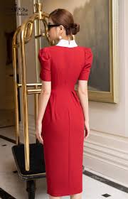 Váy body đỏ phối vạt trắng - 3868