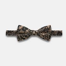 Mosele Blk Gld Paisley Bow Tie Fine Detailed Silk Bow Ties Politix