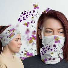 Face Mask/neck Scarf Butterfly Design in Gift Sleeve