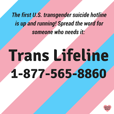 Affinity Magazine on X: "The first transgender suicide hotline has opened  in the U.S. You can reach TRANS LIFELINE at 877-565-8860.  #ProtectTransLives https://t.co/BWPS2UC4Ke" / X