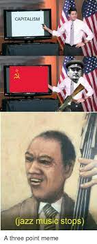 Jazz music stops is a reaction image depicting a jazz musician playing an upright bass with his mouth agape. Capitalism Jazz Music Stops Meme On Me Me