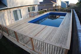 Above Ground Pools Decks Idea 18 38 Rectangle With Auto Cover Amp Stamped Concrete Decks Around Pools Wood Pool Deck Pool Deck Plans