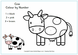 Cow Colour By Number Farm Animal Coloring Pages Cow Coloring Pages Farm Coloring Pages