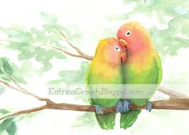Love Bird Watercolor Painting 5x7 Print By Katrinaillustration 10 00 Watercolor Bird Love Birds Drawing Love Birds Painting