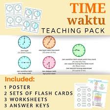 As is lima belas in english? Time In Indonesian Poster Flash Cards Worksheets Answer Keys Jam Waktu Teaching Packs Flashcards Vocabulary Words