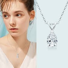 Pear Cut Moissanite Pendant Necklace