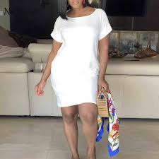 Woman's plus size cotton and linen half sleeve solid color blouse. Plus Size White Tee Shirt Dress Off 79 Medpharmres Com