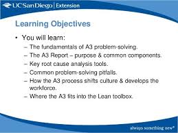 Ucsd Class A3 Management And Root Cause Analysis Problem Solving Progress Report Template Learning Objectives