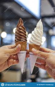 Milk And Chocolate Soft Serve Stock Image Image Of Holding Calories 155798479