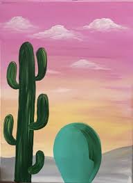 Click here to save the tutorial to pinterest! Easy Cactus Painting Desert Golden Hour Step By Step Painting With Tracie Kiernan