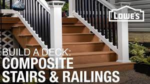 With The Composite Decking And The Deck Railings Installed Complete The Look By Building Composite Stairs Building A Deck Deck Stairs Deck Railings