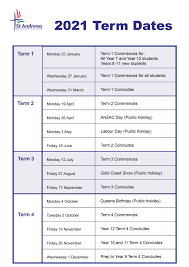 Term Dates St Andrews Lutheran College