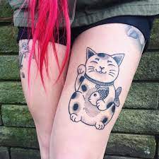 502 Likes 8 Comments Allysha Le Allyshale On Instagram Marcellatattoos Charmed Me With Her Maneki Neko Lucky Cat Tattoo Tattoos Tattoos And Piercings