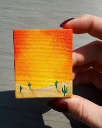 40 Imaginative Miniature Painting Ideas Cute Canvas Paintings Mini Canvas Art Desert Painting Gouache painting is my favorite!