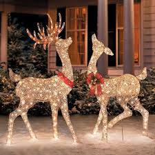 Christmas 2 Reindeer Buck Doe Deer Lighted Indoor Outdoor Yard Art Figure Outdoor Christmas Reindeer Christmas Reindeer Decorations Christmas Deer Decorations