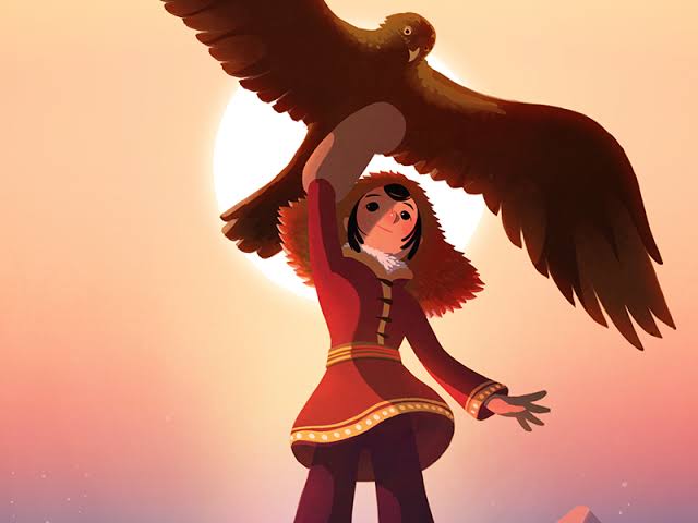 A girl and eagle