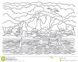 Paisaje De Costa Para Colorear