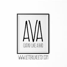 Ava Name Meaning Art Printable Baby Shower Gift Nursery Etsy Names With Meaning Ava Name Baby Shower Printables