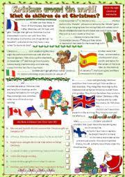 Christmas and winter worksheets and printouts. English Exercises Christmas Around The World