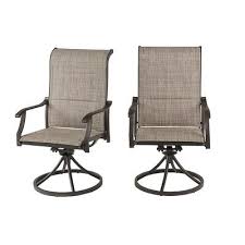 The small and lightweight design the chairs are welt built and much heavier duty then your typical sling chairs. Hampton Bay Riverbrook Espresso Brown Padded Sling Swivel Steel Outdoor Patio Lounge Chairs 2 Pack Yahoo Shopping