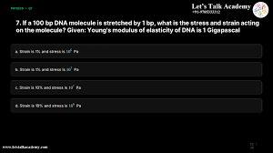 DNA Stretching Stress Strain 100 bp Young's Modulus 1 GPa - CSIR NET LIFE  SCIENCE COACHING | NTA NET LIFE SCIENCE | CSIR LIFE SCIENCE