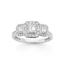 9ct White Gold Diamond Trilogy Ring White Gold Diamonds White Gold Rings