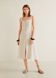 Buttoned Midi Dress Woman Mango Ireland Womens Midi Dresses Womens Dresses Sleeveless Dress Outfit