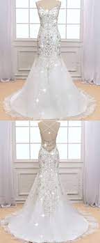 Sparkling Tulle V Neck Neckline Mermaid Wedding Dress With Beaded Embroidery Wedding Dresses Beaded Sparkly Wedding Dress Mermaid Sparkly Wedding Dress