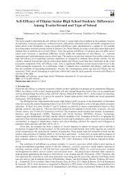 Humss got it all for you. Pdf Self Efficacy Of Filipino Senior High School Students Differences Among Tracks Strand And Type Of School