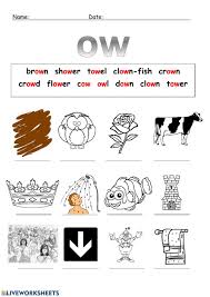 Phonics Ow Interactive Worksheet In 2020 Phonics Phonics Worksheets 1st Grade Worksheets