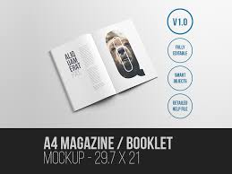 The mockup includes a4 size magazine and iphone x, two round base and two shadow overlay includes. A4 Magazine Mockup Free Psd Template Psd Repo
