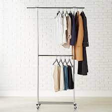Buy now over the door shoe rack, $40. Chrome Metal Double Hang Clothes Rack In 2021 Clothing Rack Double Hung Wooden Clothes Drying Rack