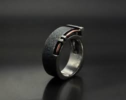 Black And Silver Mens Ring Mens Ring Black Sterling Silver Tersusum Modern Etsy Black Rings Cool Rings For Men Rings For Men