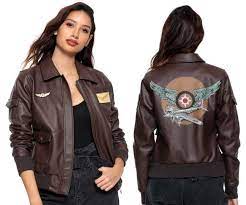 Captain Marvel Faux Leather Aviator Jacket Marvel Clothes Captain Marvel Costume Aviator Jackets