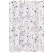 The colors are so pretty with a mix of dark and light colors. Watercolor Floral Lavender And Grey Collection Shower Curtain