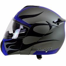 Hawk Blaze 6643 Matte Blue Grey Modular Dual Visor Full Face