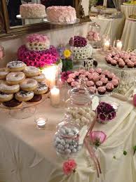 Donuts On A Dessert Table An Unexpected Delicious Treat Candy Buffet Wedding Wedding Candy Table Diy Dessert Table