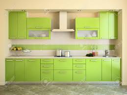 modern green kitchen interior. 3d
