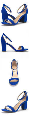 Dream Pairs Chunk Women S Evening Dress Low Chunky Heel Open Toe Ankle Strap Stiletto Wedding Pumps Sandals Royal Blue Size 8 Wedding Shoes Open Toe Wedding Shoes Low Heel Heels