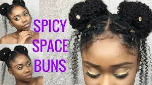 Cute Hairstyle For Short 4c B A Natural Hair Spicy Space Buns Better Lengths Clip Ins Video Natural Hair Styles Curly Hair Styles Short Natural Hair Styles