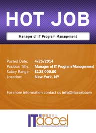 Hot Job Manager Of It Program Management Job Network Program Management Job Seeker