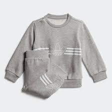 Adidas Outline Crewneck Set Grey Adidas Us Grey Adidas Tracksuit Trendy Baby Boy Clothes