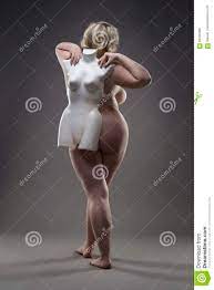 Young Beautiful Blonde Naked Plus Size Model with Dummy, Xxl Nude Woman on  Gray Studio Background Stock Image - Image of dummy, curly: 83535065