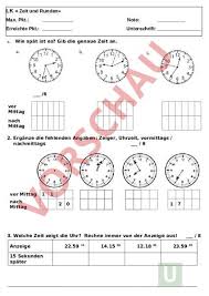 Arbeitsblatt Test Uhrzeit Minuten Sekunden Runden Von Grossen Zahlen Mathematik Sachrechnen Grossen