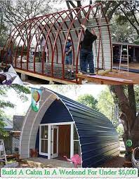 Build A Cabin In A Weekend For Under 5 000 These Beautiful Functional And Durable Arched Cabins Are An Easy Ev Dis Tasarimi Sayfiye Evleri Rustik Kulubeler
